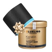 Восстанавливающая маска Luxliss Keratin Keratin Intensive Repair Therapy Mask с кератином 400 мл + в подарок термошапка