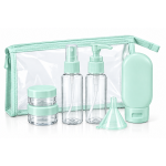 Дорожный набор емкостей для косметики Beauty Tools 9 предметов в прозрачной косметичке, мятный