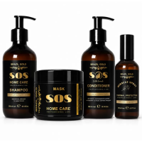 Набор Brazil Gold Home Care SOS для восстановления поврежденных волос шампунь, маска, кондиционер, спрей, 3×300/150 мл