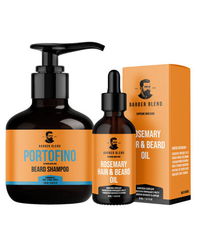 Набор шампунь и масло Beard Care Set Barber Blend для роста волос на бороде, 250/30 мл