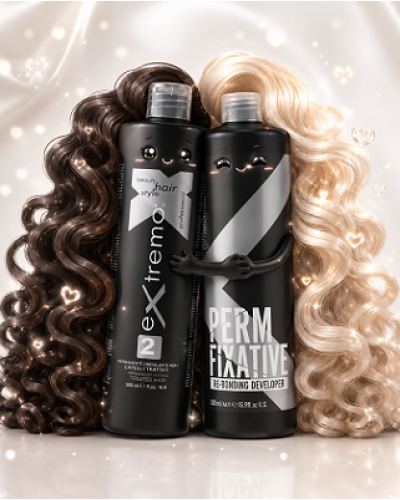 Набор для биозавивки Extremo Perm (Lotion 2 + Fixative) жидкость и фиксатор для очень поврежденных и обесцвеченных волос (EX112), 100+200 мл (разлив)