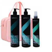 Комплексний набір для жирного волосся та проти лупи Extremo Pre-Pro Biotic з косметичкою у подарунок, 2х500/250 мл