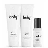 Набор для жирной кожи головы и поврежденных волос holy balance шампунь, маска и спрей, 2х250/100 мл