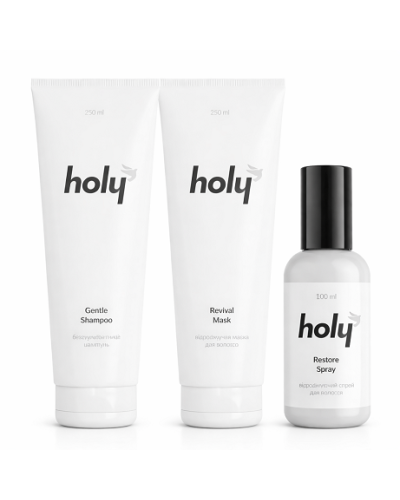 Набір TRIO Holy Gentle & Revival для відновлення пошкодженого волосся 2х250/100 мл