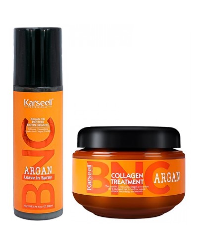 Набір Karseell BNC Argan DUO-3 колагенова маска і незмивний спрей для пошкодженого волосся, 550/200 мл
