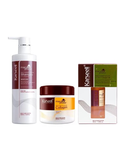Набір Karseell Мaca Essence Repair шампунь, маска та олійка для пошкодженого волосся, 500/500/50 мл