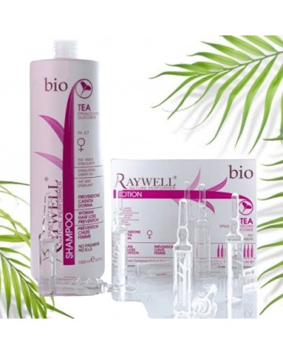 Raywell Bio Tea шампунь 1000 мл та Bio Tea Lotion ампули 10 шт Набір для росту та від випадіння волосся