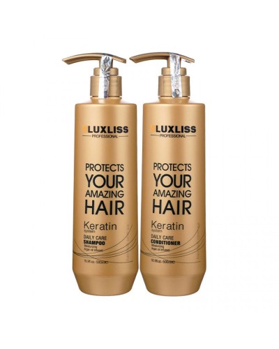 Набір Luxliss Keratin Smoothing Daily Care кератиновий шампунь та кондиціонер для щоденного використання 2х500 мл 