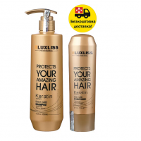 Кератиновый уход для всех типов волос Luxliss Keratin Care, шампунь, кондиционер 500/200 мл