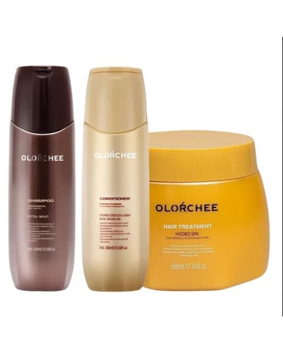 Набір Olorchee Moisture Hydro Spa Care шампунь, кондиціонер та маска для живлення та зволоження сухого волосся, 2×300/500 мл