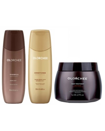Набір Olorchee Moisture Care шампунь, кондиціонер та маска для живлення та зволоження сухого волосся, 2×300/500 мл