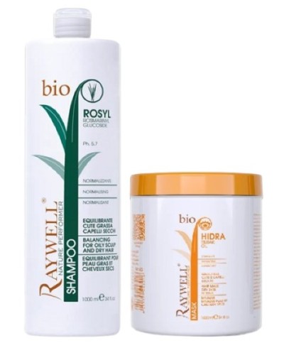 Набір для жирної шкіри голови та сухого волосся шампунь Raywell Bio ROSYL та маска Raywell Bio Hidra