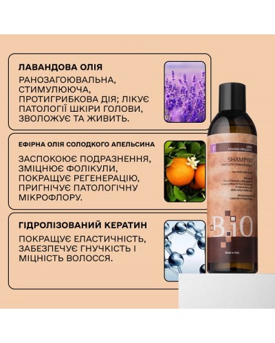Безсульфатний шампунь B.iO Sinergy Shampoo з олією лаванди для зволоження нормального волосся, 1000 мл