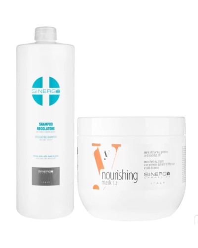 Набір для жирної шкіри голови та сухого волосся шампунь Sinergy RegulationL маска Y1.2 Sinergy Nourishing, 1000/500 мл