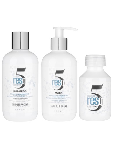 Набір Sinergy RESQ5 для миттєвого відновлення волосся шампунь, маска та сироватка, 250/250/100 мл