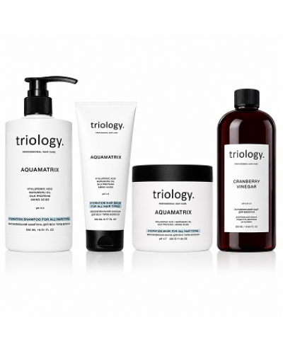 Набор Triology AquaMatrix для глубокого увлажнения, блеска и шелковистости волос, 2х500/330/200 мл