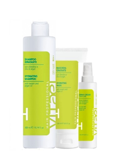 Набір VITAEL Dry Hair TRIO шампунь, маска та термозахист для зволоження волосся, 300/250/150 мл