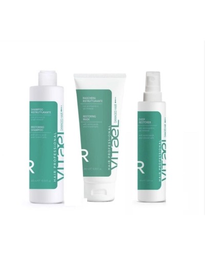 Набір VITAEL DAMAGED Hair Restoring TRIO шампунь, маска, спрей  для відновлення пошкодженного волосся,300/250/150 мл