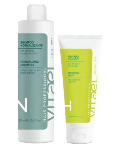  Набір для жирної шкіри голови, зволоження сухого волосся VITAEL Dry Hair шампунь NORMALIZING, маска Hydrating, 300/250 мл
