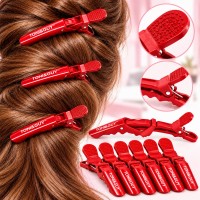 Затискачі-крокодили для волосся TONI&GUY пластикові (упаковка 6 шт) червоні