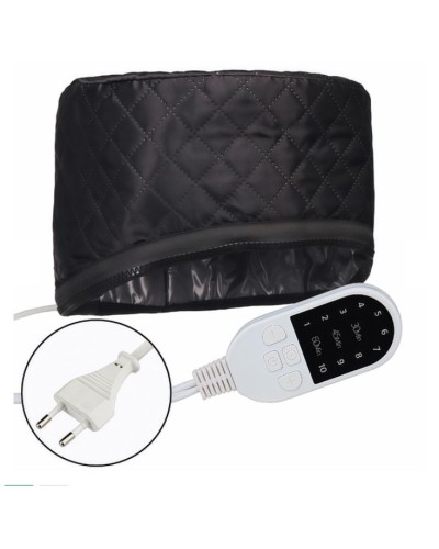 Преміальна електрична тканинна термошапка сушуар My Cosmetics для масок, ламінування та лікування волосся (чорна)