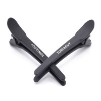 Кліпси-затискачі для волосся плоскі одноколірні логотип TONI&GUY (качечки) чорні (12 штук)