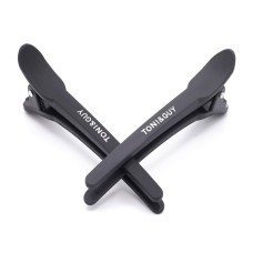 Кліпси-затискачі для волосся плоскі одноколірні логотип TONI&GUY (качечки) чорні (12 штук)