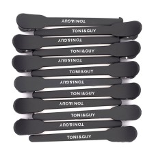 Клипсы-зажимы для волос плоские одноцветные логотип TONI&GUY (уточки) черные (12 штук)