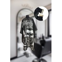 Парикмахерская накидка--пеньюар для клиента Barber Shop антистатическая полиэстер, 140х160 см, черный