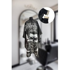 Парикмахерская накидка--пеньюар для клиента Barber Shop антистатическая полиэстер, 140х160 см, черный