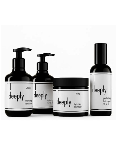 Набір deeply hydrating QUAD шампунь, кондиціонер, маска, спрей для живлення та зволоження волосся 2х250/300/200 мл