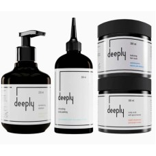 Набор deeply QUAD Balancing Шампунь, Маска, Пилинг и Скраб, для жирной кожи головы и сухих волос 2х300/250/200 мл