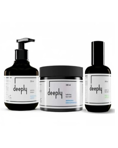 Набір Deeply Hydrating TRIO шампунь+маска+термозахист для зволоження волосся, 2х250/200 мл