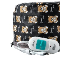 Електрична вінілова термошапка (сушуар) для масок, ламінування та лікування волосся (чорна з ведмедиками)