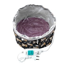 Електрична вінілова термошапка (сушуар) для масок, ламінування та лікування волосся (чорна з ведмедиками)