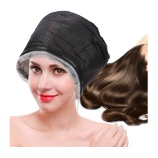 Електрична термошапка сушуар для масок, ламінування і лікування волосся узор квадратик чорна