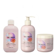 Набір живильний Inebrya Ice cream Dry-T шампунь, кодиціонер і маска для сухого та пошкодженого волосся 300/300/500 мл