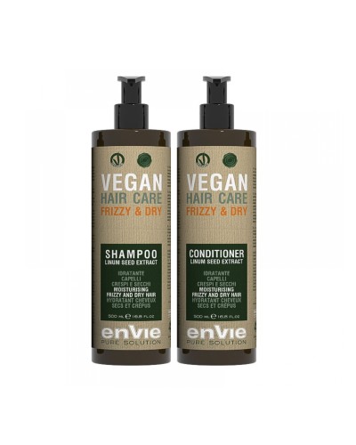 Набір Envie Vegan Frizzy and Dry Linum Seed Extract шампунь та кондиціонер для сухого та кучерявого волосся (EN854/EN860)