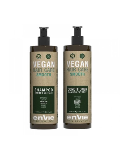 Розгладжуючий набір Envie Vegan Smooth Bamboo Extract шампунь та кондиціонер для волосся з екстрактом бамбука 2х500 мл (заводські)