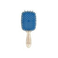 Janeke Продувний гребінець для укладання та сушіння феном Superbrush Plus Hollow Comb прозора з блискітками ручка із синіми зубчиками