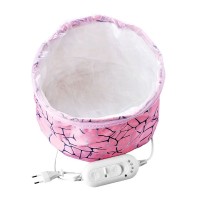 Электрическая виниловая термошапка (сушуар) для масок, ламинирования и лечения волос (розовая с паутинкой)