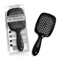 Janeke Продувная широкая расческа для укладки волос и сушки феном Superbrush Plus Hollow Comb черная ручка