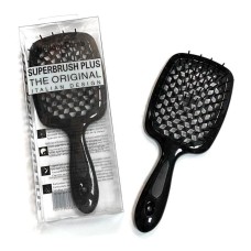 Janeke Продувная широкая расческа для укладки волос и сушки феном Superbrush Plus Hollow Comb черная ручка