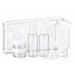 Дорожный набор емкостей для косметики Beauty Tools 9 предметов в прозрачной косметичке, белый