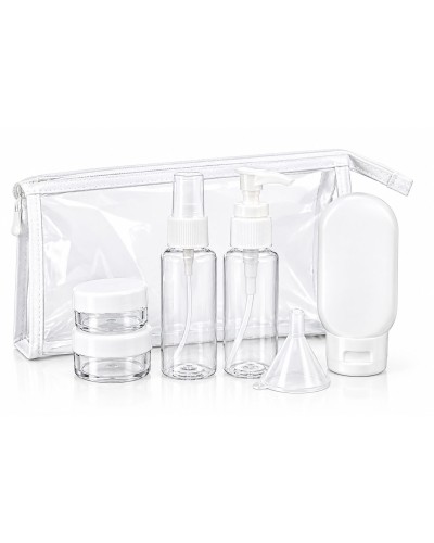 Дорожный набор емкостей для косметики Beauty Tools 9 предметов в прозрачной косметичке, голубой Дорожный набор емкостей для косметики Beauty Tools 9 предметов в прозрачной косметичке, голубой