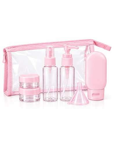 Дорожный набор емкостей для косметики Beauty Tools 9 предметов в прозрачной косметичке, голубой Дорожный набор емкостей для косметики Beauty Tools 9 предметов в прозрачной косметичке, голубой