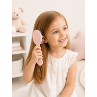 Массажная щетка MyCosmetics детская для волос, 15 см, пудровая