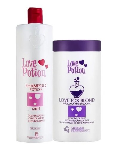 Набор ботекса для волос Love Potion Blond Tox Blond матирующего для блондинок, 2х1000 мл