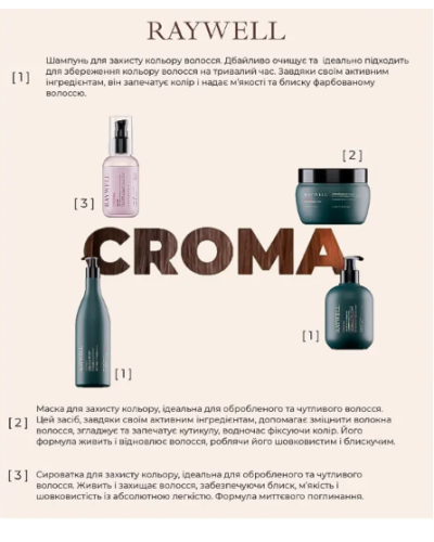 Набор Raywell BIO CROMA шампунь и маска для защиты цвета окрашенных волос (RR605/RR607), 2x200 г (разлив)
