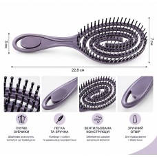 Щітка масажний гребінець для волосся Beauty Tools спіраль скелетна овальна продувна (чорна)